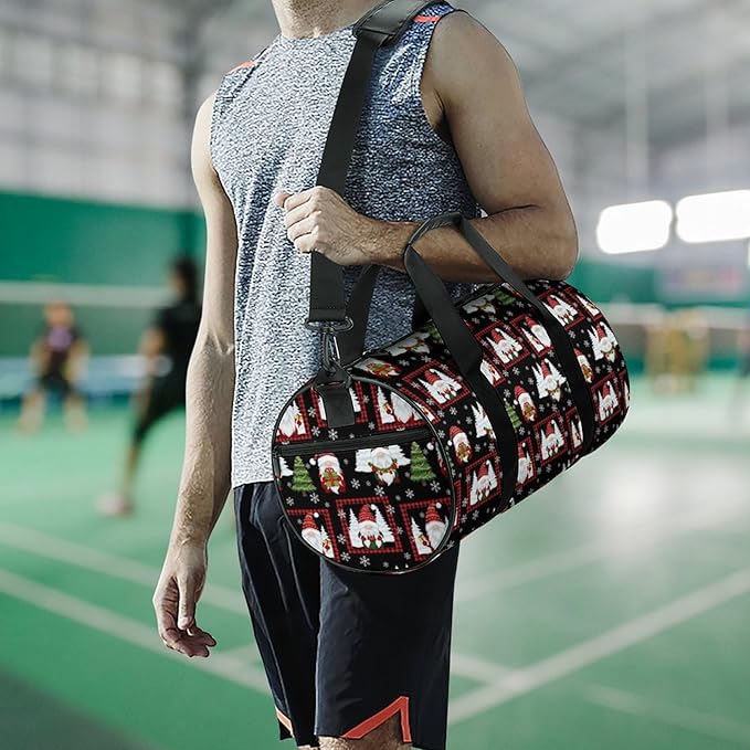 Basketball Football Weekender Bag Red Gnomes Snow Christmas Carry on Beach Yoga Overnight Luggage Bag Sports Gym Bags for Men Women