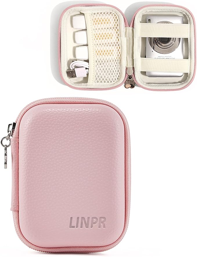 Digital Camera Case for CAMKORY, KODAK PIXPRO FZ45/FZ55, Canon IXUS 285 HS, Lecran, Small Travel Compact Camera Holder with Mesh Pocket for Accessories SD Card (Pink)