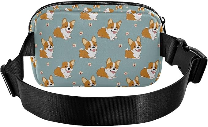 Kawaii Corgis Dog Fanny Pack for Women Men Water Resistant Fashion Waist Packs with Adjustable Strap Belt Bag for Travel Workout Jogging Hiking 21219313