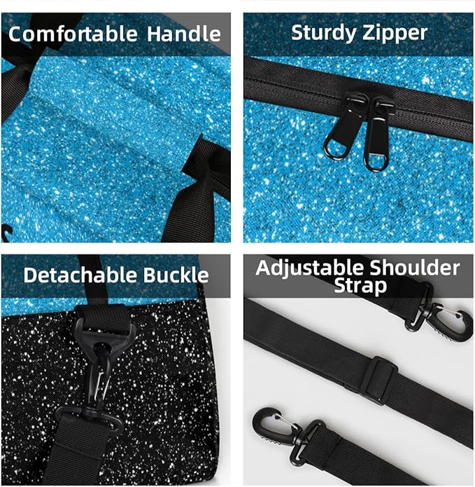 Personalized Sky Blue Glitter Cheer Bag for Cheerleaders, Custom Sport Gym Bag Dance Bag Travel Duffle Bag Cheerleading Gifts for Women