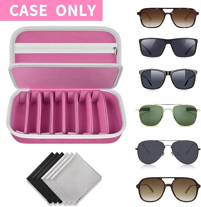 Travel Sunglass Organizer Case for 8 Pairs Polarized Sunglasses, Storage Box for Multi-style Dressers (Bag Only)