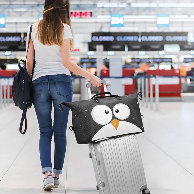 Travel Duffle Bag, Cute Penguin Gym Bag with Storage Bag Weekender Overnight Bag for Men Women Trip Sports Yoga