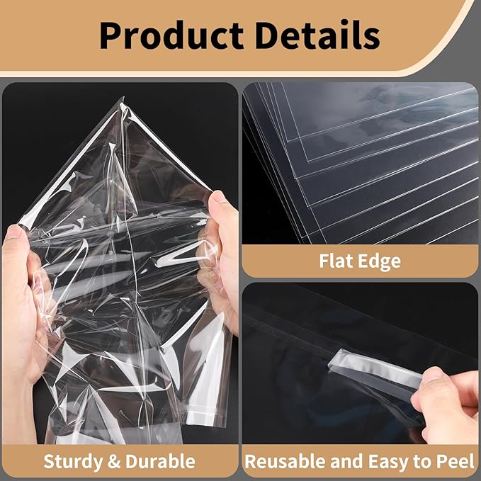 Clear Organizer Bags, Cellophane Bags 9x12 Acid Free Paper Protector Sheets Protective Sleeves for Paper Magazine Protectors for Collectors 9x12 inch, Pack of 100