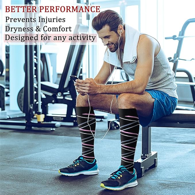 CHARMKING 6 Pairs-Compression Socks for Women & Men Circulation Best Support for Nurses, Running, Athletic,Flight Travel