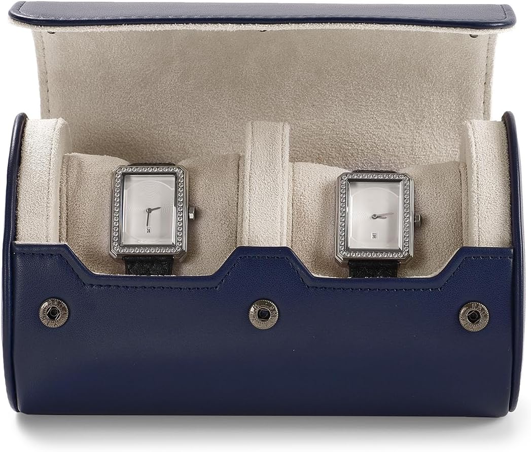 Oirlv PU Leather Watch Box for Mens Watch Organizer Case Jewelry Gift Box for Birthday Fathers Day Anniversary(2 slots, Royal Blue)