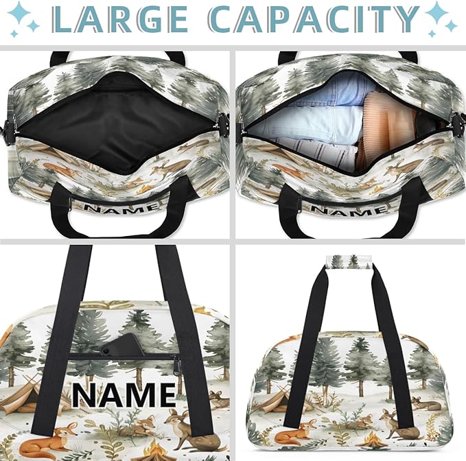 Squirrels Mini Gym Bag 18 inch for Women Men Waterproof Custom Forest Animals Travel Duffel Bag Carry On Overnight Tote Nurse Bag for Work Fitness Hiking