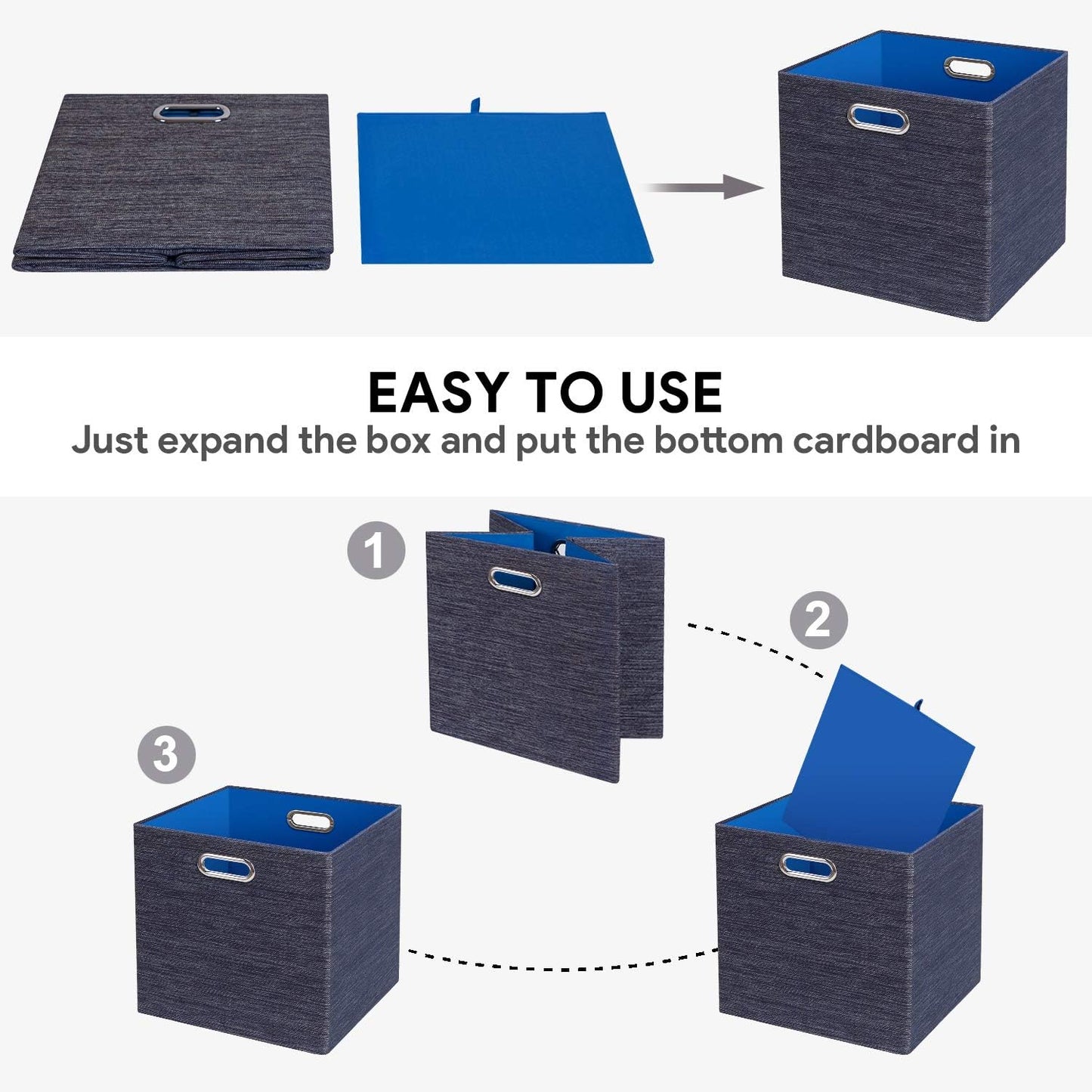 Posprica Storage Cubes,11×11 Foldable Storage Bins,Thick and Heavy duty Fabric Baskets - 4pcs,Blue