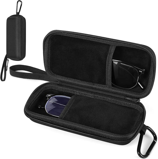 Double Eyeglasses Case Hard Shell Dual Glasses Case,Portable Travel Sunglasses Organizer with Zipper Closure for Women Men