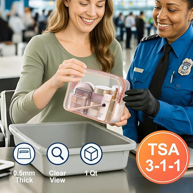 PACKISM TSA Approved Toiletry Bag 4 Medium - Quart Size Clear Makeup Bag for Carry On, Airport Security Compliant Clear Travel bag for Toiletries with Reinforced Seams, White