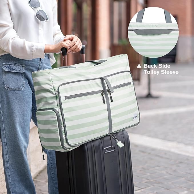 G4Free Large Beach Bag, Foldable Tote with Zipper, Waterproof Sandproof Pool Bag