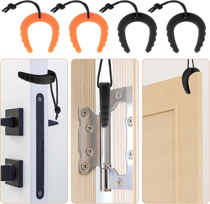 4 PCS First Responder Door Stop, Door Jam for Law Enforcement Door Pinch Guard from Closing Edge Door Finger Guards Security Emergency Police Door Stoppers (Orange, Black)