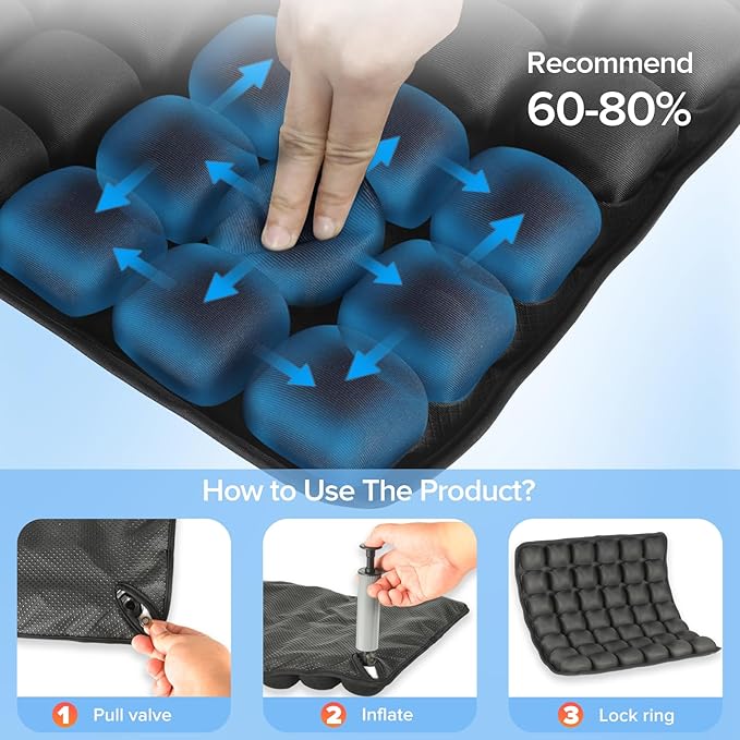 Starlo Sondour Travel Seat Cushion, Airplane Cushion Long Flight, Airplane Gadgets Inflatable Seat Cushions, Portable Airline Cushion with Air Pump, Wheelcha