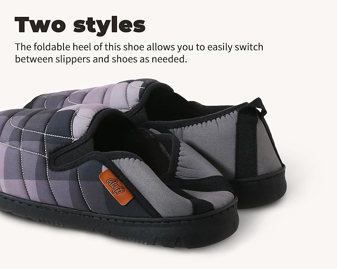 Mens Slip On Slippers Coolmax® Two Tone Comfy Slipper Memory Foam Slippers Indoor Outdoor Men's House Shoes Loafers Camping Slipper Two Styles | Moisture-wicking | Breathable