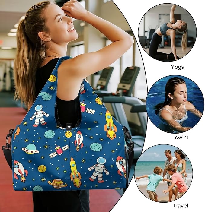 Small Duffle Bag for Men, Waterproof Polyester Gym Bag with Detachable Strap, Shoe Pocket, Double Zipper, Carry On Duffel Bag for Office Weekend