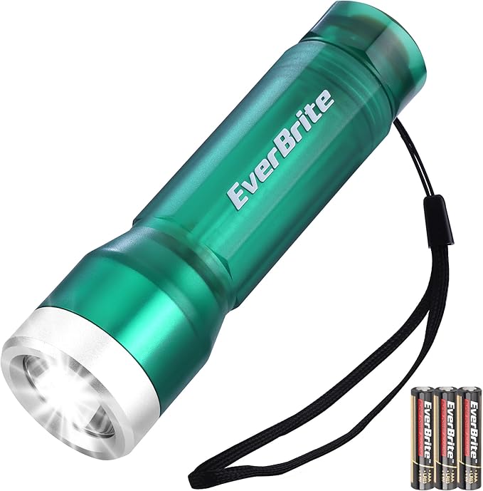 EverBrite Mini Flashlight, LED Flash Light with 3 Modes, 3 AAA Batteries Included, Water-Resistant Small Flashlight for Emergencies and Camping, Green, Christmas Gifts,1 Pack