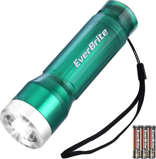 EverBrite Mini Flashlight, LED Flash Light with 3 Modes, 3 AAA Batteries Included, Water-Resistant Small Flashlight for Emergencies and Camping, Green, Christmas Gifts,1 Pack