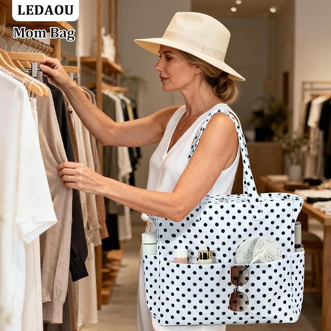LEDAOU Large Beach Bag Women Waterproof Sandproof Zipper Beach Tote Pool Bag for Swim Gym Grocery Travel with Wet Pocket | Waterproof, Sandproof, Zipper, Pool, Gym, Grocery