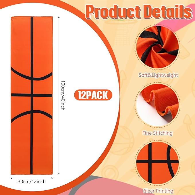 24 Pcs Sport Party Favors Include 12 Pcs 20 oz Plastic Soccer Football Basketball Water Bottles Bulk 12 Pcs 40"x12" Softball Baseball Cooling Towels for Soccer Sport Team Gift