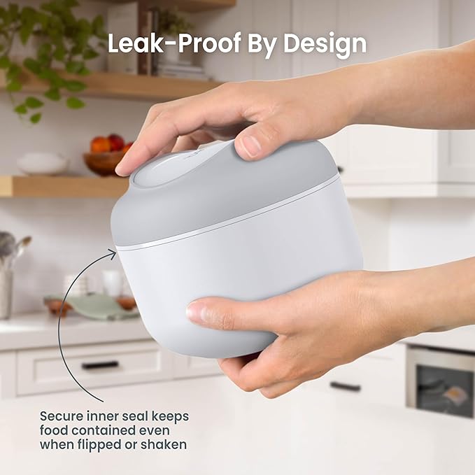 Bentgo Bowl - Insulated Leak-Resistant Bowl with Snack Compartment, Collapsible Utensils and Improved Easy-Grip Design for On-the-Go - Holds Soup, Rice, Cereal & More - BPA-Free, 21.2 oz (Gray)
