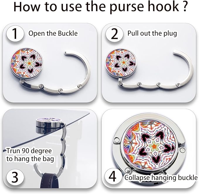Purse Hook for Table, Set of 3 Purse Hanger Foldable Purse Holder Womens Bag Purse Hook for Purse Mix Ball-2