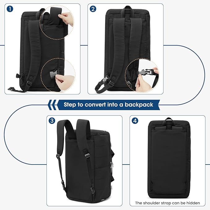 G4Free 45L Travel Duffle Bag for Women Men 3 in 1 Duffel Bags with Shoes Compartment Gym Backpack for Weekender Overnight, Black