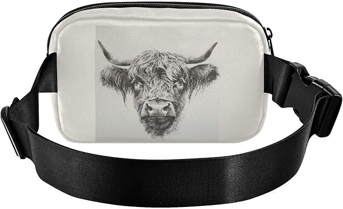 Scottish Highland Cow Fanny Pack for Women Men Water Resistant Fashion Waist Packs with Adjustable Strap Belt Bag for Travel Workout Jogging Hiking 21220037