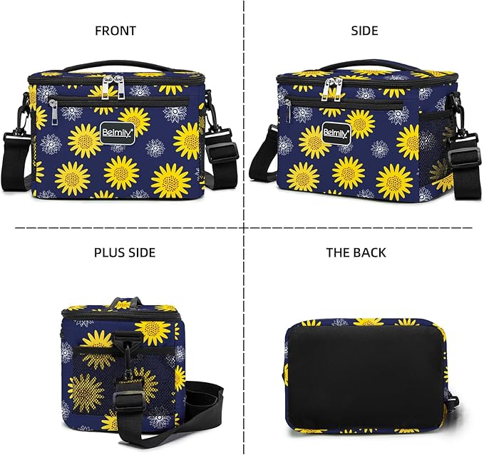 Generic BEIMILY Lunch Bag for Women/Men,Reusable Lunch Box Small Cooler Bag Soft Sided,Leakproof Cooler Bag for Office Work Picnic Beach with Adjustable Shoulder Strap (sunflower), 2311A