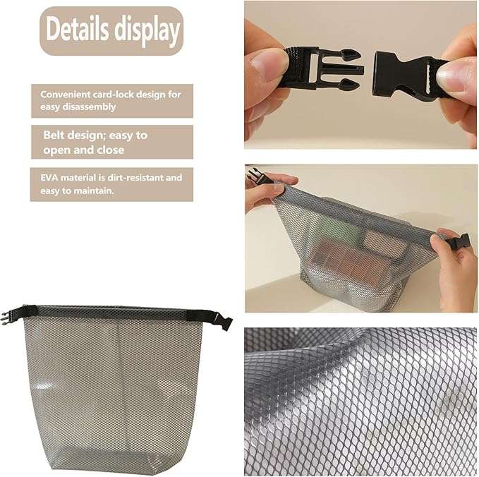 Cosmetic storage bag with dry and wet separation, wash bag, hand-held bag, portable storage bag, simple style,suitable for travel, fitness, swimming, outdoor rafting (Gray, 7.1in*6.3in*9.4in)