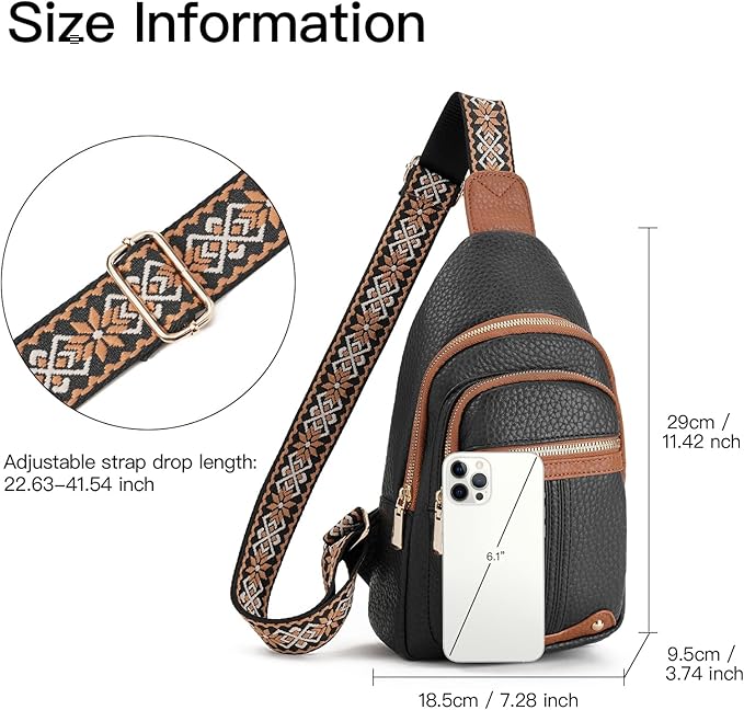 GAEKEAO Sling Bag for Women Crossbody Bags Fanny Pack Vegan Leather Chest Bag Travel Shoulder Belt Purse Backpack Gifts