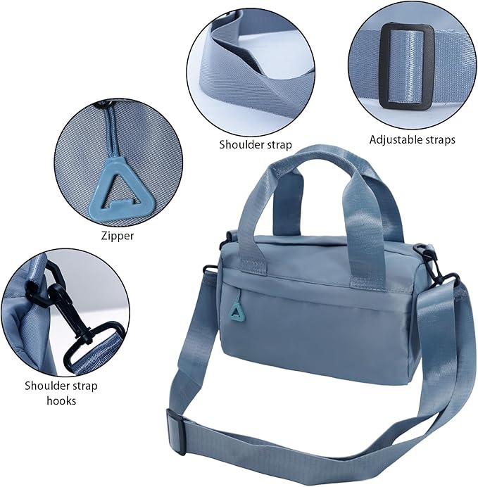 Mini Black Gym Bag Sport Bag Adjustable Small Duffle Bag Detachable Strap Gym Tote For Women Small Duffle Bag (Blue)