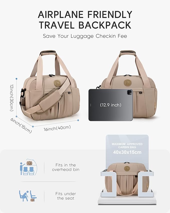 Small Gym Bag with Wet Pocket 40x30x15cm Personal Item Bag Airline Approved Travel Duffle Bag 16x12x6 inch Carry on Duffel Bag,Beige