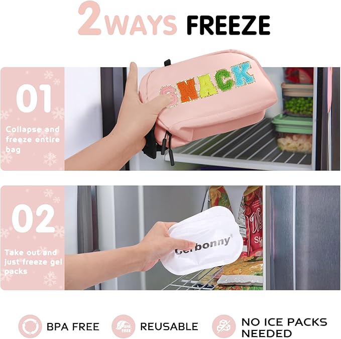 Cerbonny Freezable Lunch Bag for Work School Travel,Leak-Proof Small Lunch Bag