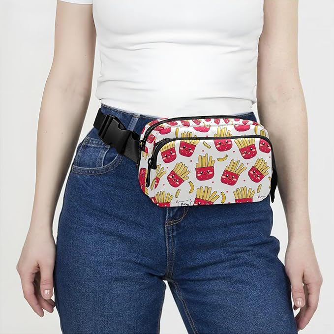 Kawaii Potato Franch Fries Fanny Pack for Women Men Water Resistant Fashion Waist Packs with Adjustable Strap Belt Bag for Travel Workout Jogging Hiking 21219320