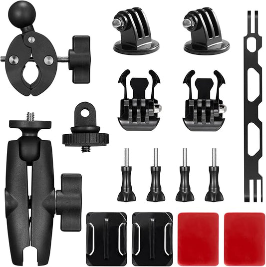 AKASO Action Camera Motorcycle Kit Compatible EK7000/EK7000 Pro/Brave 4/Brave 4 pro/Brave 7 LE/Brave 7/Brave 8/V50X/V50 Pro/V50 Elite/GoPro Hero 12 11 10 9 8/DJI/Apexcam Action Camera