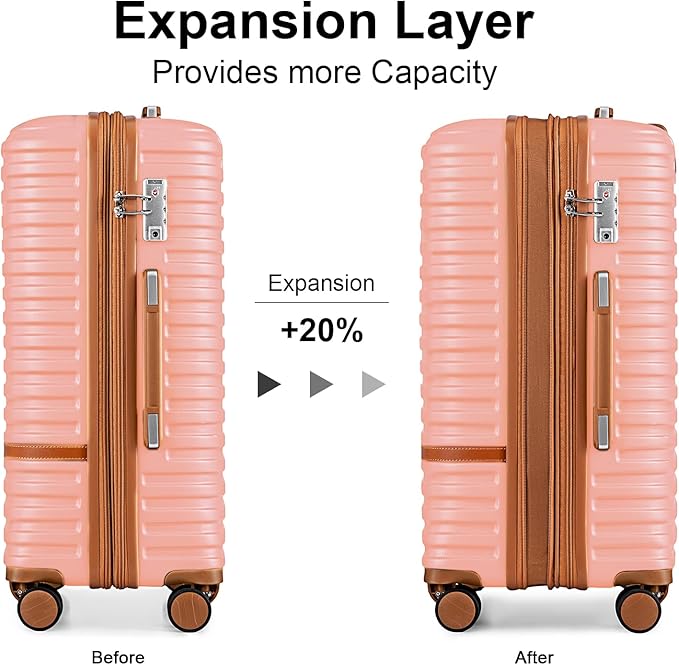 Joyway Carry On Luggage 20 Inch Expandable Suitcase with Spinner Wheel, 3 Piece Hard Shell Luggage Set with TSA Lock(Pink)