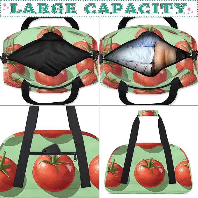 Red And Green Tomatoes Kids-Duffel-Bags Gymnastics Dance Bag Carry-On Overnight Travel Gym Lightweight Dance Sports Bags For Girls Boys Kids，
