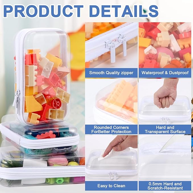 3 Pack Clear Hard Shell Zipper Case, Clear Zipper Pouches Waterproof Makeup Organizer & Travel Toiletry Bag, Diaper Bag Organizing Pouches, Plastic Pouch for Office Home Storage, LMS