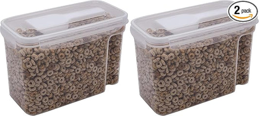 Kitchen Details Cereal Container with Scooper | Medium | Airtight | Food Tin | Keeps Fresh | Kitchen & Pantry Storage Organizers | Clear (Pack of 2)