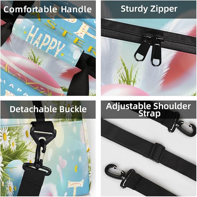 Travel Duffle Bag for travel duffle bag sports Girls Boys Kids Easter Eggs Bunny Lightweight Overnight Sleepover Weekender Bags Small Dance Gym Sport Bag Teens Carry-On Size Workout Bag