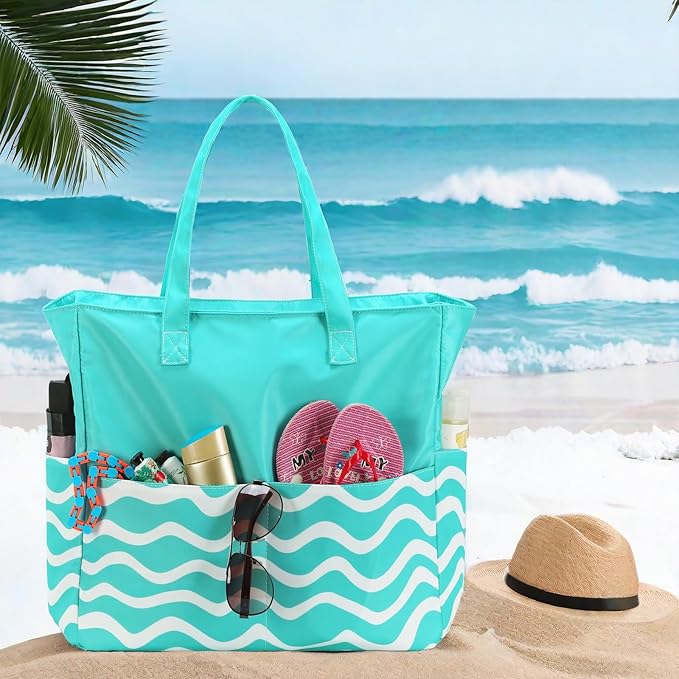 LEDAOU Beach Bag Waterproof Sandproof Women Beach Tote Pool Bag with Zipper for Swim Gym Grocery Travel with Wet Pocket | Sandproof, with Zipper, for Gym, Grocery, Travel, with Wet Pocket