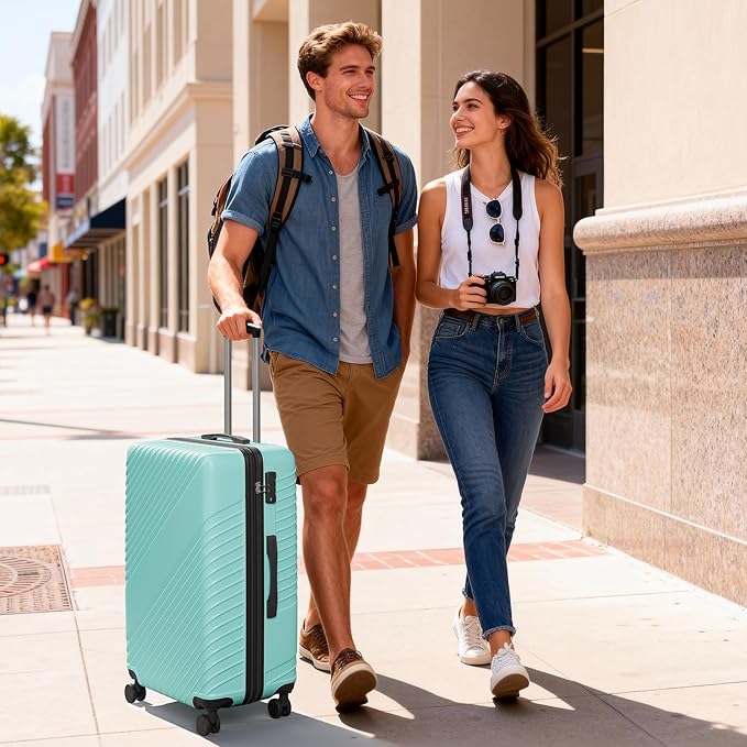 21 Inch Carry On Luggage, ABS Hardside Suitcase with Spinner Wheels, Airline-Approved Cabin Luggage with TSA Security Lock, Expandable Travel Suitcase for Flights, Business Trips & Weekend Vacations