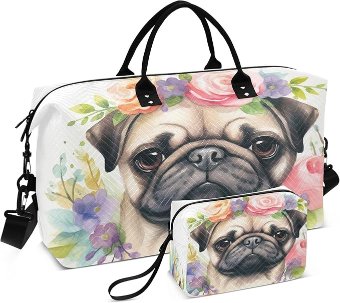 Pug Dog Travel Duffle Bag Gym Yoga Carry on Bags for Men Women Weekender Bag