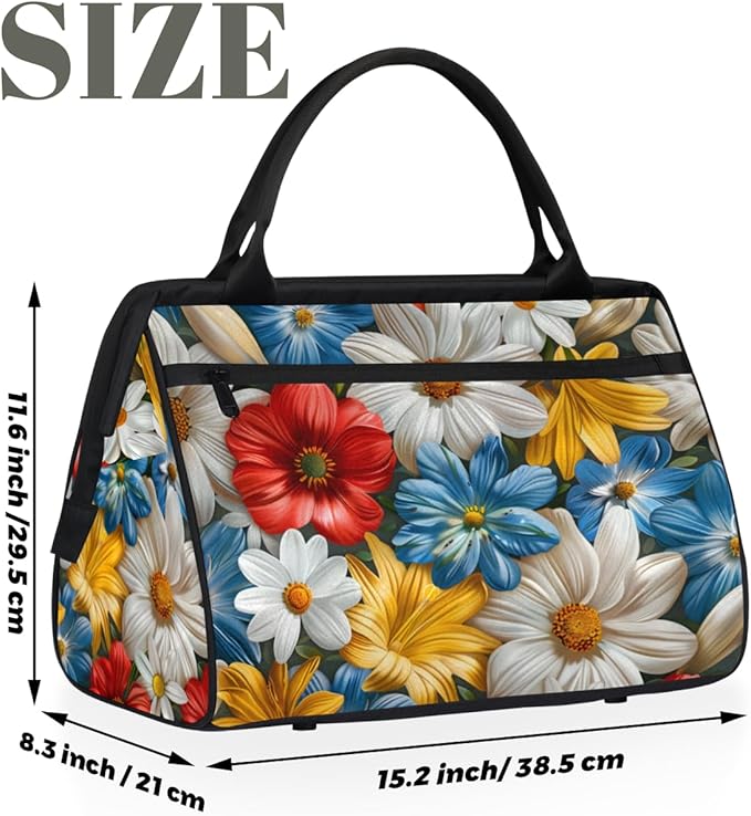 Rural Floral Overnight Weekender Bag for Women Men Travel Duffel Bags Waterproof Luggage Carry on Sports Yoga Gym Bag