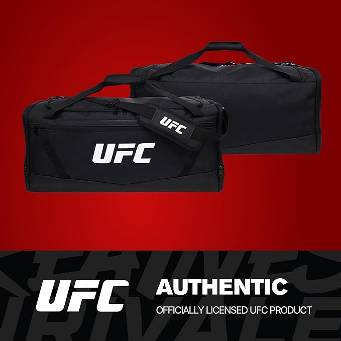 UFC Gym Bag, 25 Inch Extra Large Travel Duffel Bag for Men and Women, Shoe Compartment, MMA Workout Equipment and Sports Accessories, Black