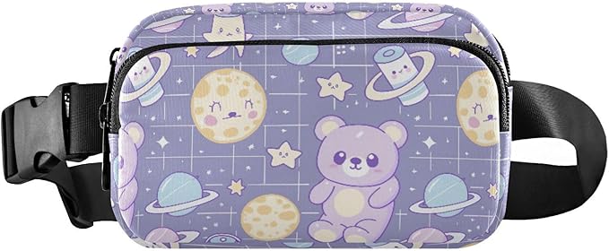 Kawaii Teddy Bear Universe Fanny Pack for Women Men Water Resistant Fashion Waist Packs with Adjustable Strap Belt Bag for Travel Workout Jogging Hiking 21219108