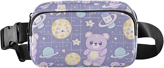 Kawaii Teddy Bear Universe Fanny Pack for Women Men Water Resistant Fashion Waist Packs with Adjustable Strap Belt Bag for Travel Workout Jogging Hiking 21219108