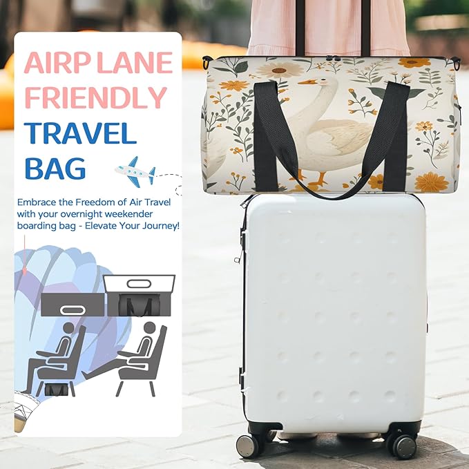 Funny Goose Travel Duffle Bag for Women Men, Overnight Weekender Bag, Carry on Tote for Sport Gym