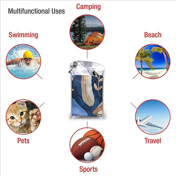 Blue Mushroomsand Sand Free Beach Towel – 31.5"X63" Quick Dry Microfiber Beach Towels for Travel, Swimming, Pool, and Camping, Absorbent and Compact Beach Essential for Women, and Men