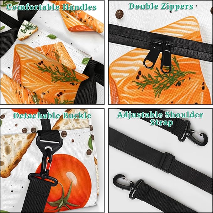 Food - Salmon (1) Kids-Duffel-Bags Gymnastics Dance Bag Carry-On Overnight Travel Gym Lightweight Dance Sports Bags For Girls Boys Kids，