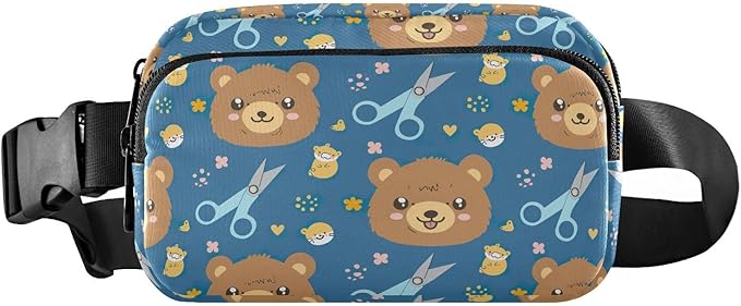 Kawaii Bear Scissors Fanny Pack for Women Men Water Resistant Fashion Waist Packs with Adjustable Strap Belt Bag for Travel Workout Jogging Hiking 21219453